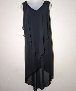 Nanette Lepore Black Dress Hi Lo Hem Sleeveless Lined Sheath Dress Sz 4 Flowy